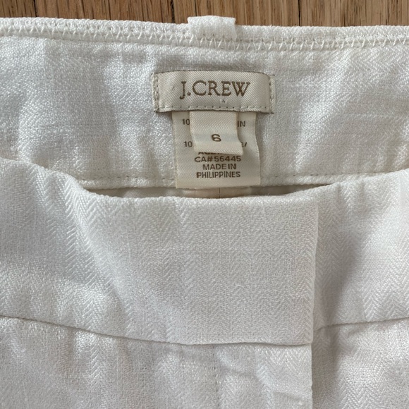J.Crew Old Money Quiet Luxury Herringbone Linen Cream Cuffed Wide Leg Trousers 6 - Picture 2 of 7